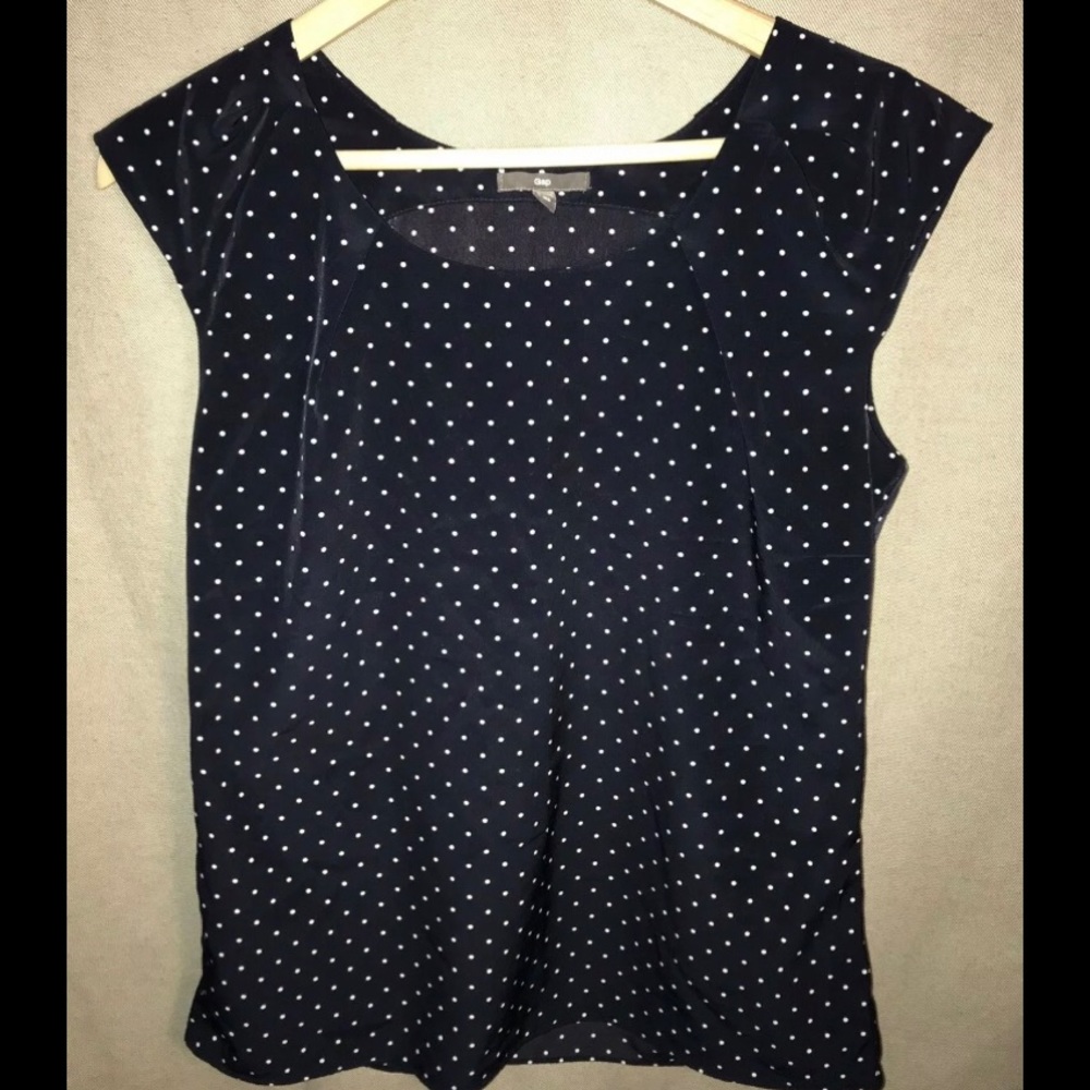 Women’s GAP Navy Polka Dot Short Sleeve Blouse XS